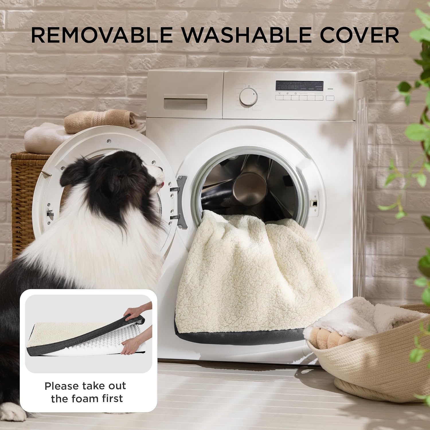 Bedsure Dog Bed Large Sized Dog - Orthopedic Waterproof Pet Beds with Removable Washable Cover, Egg Crate Foam Puppy Mat, Suitable for Pet Up to 65 lbs