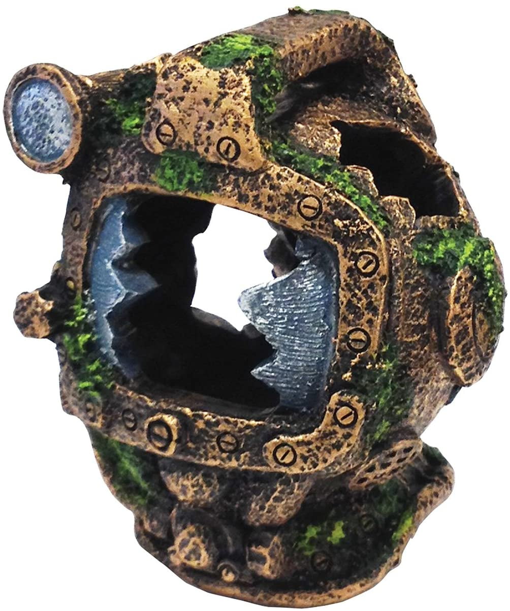 Penn-Plax Deco-Replicas Sunken Garden Diver Helmet Aquarium Ornament - Fish Tank Decoration - Small