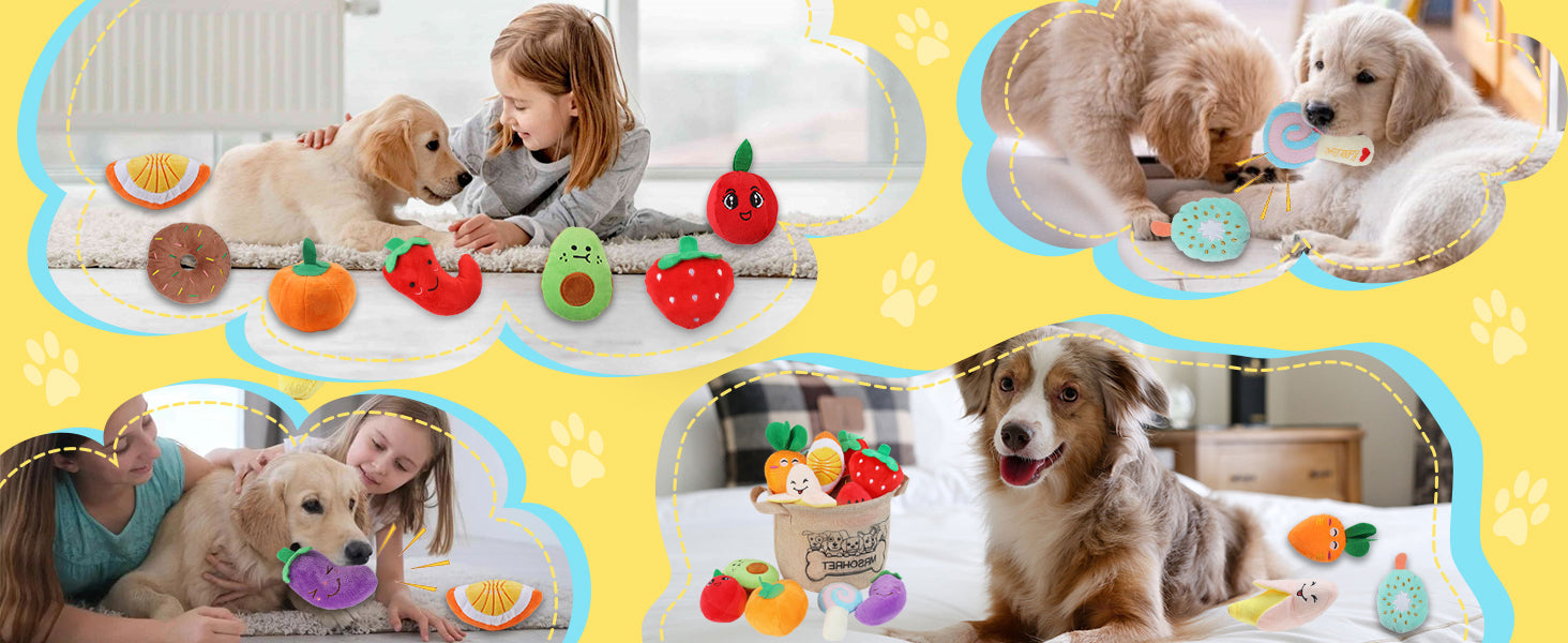 Squeaky Dog Toys, 15Pcs Small Plush Puppy Toy, Dog Toys to Keep Them Busy, Interactive Squeak Stuffed Toys for Small Medium Dogs with Basket, Reduce Boredom and Teeth Cleaning