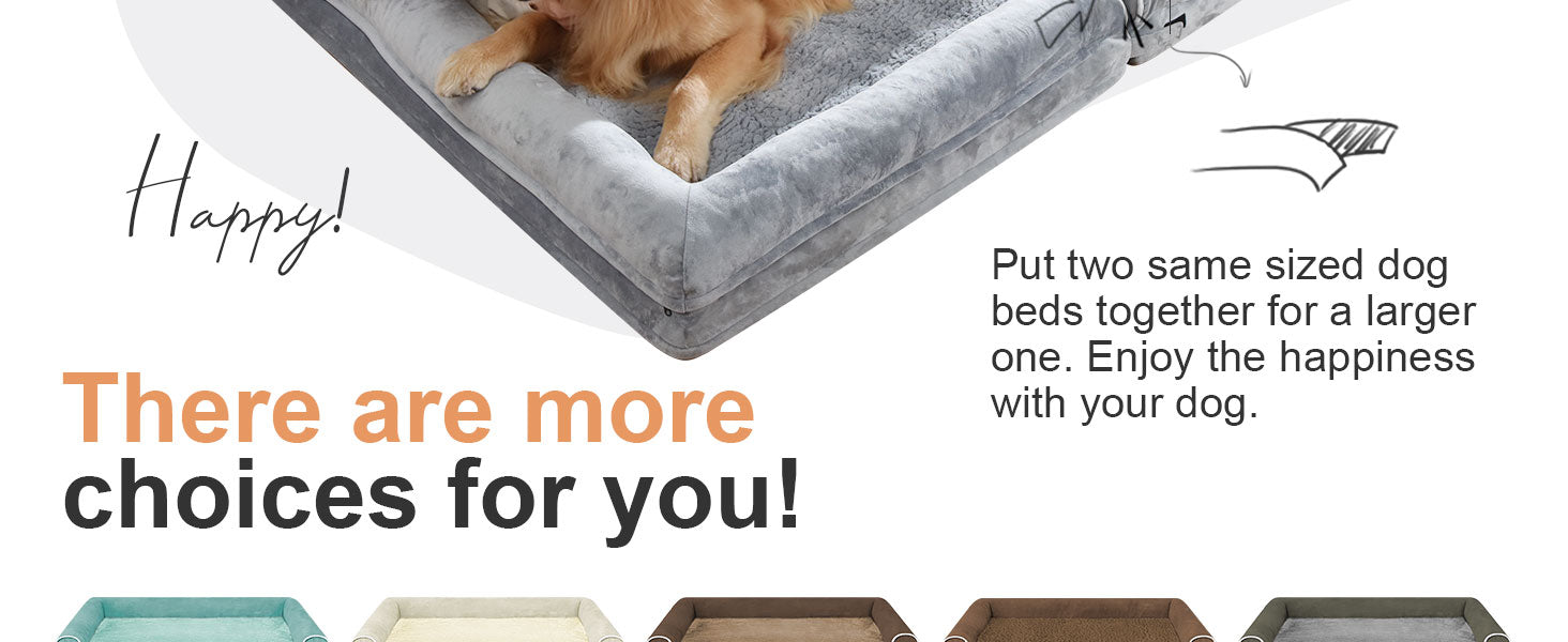 Large Dog Bed Orthopedic Washable: Beds Bolster XL Bed Large Big Dogs Memory Foam Couch Sofa Waterproof with Removable Cover