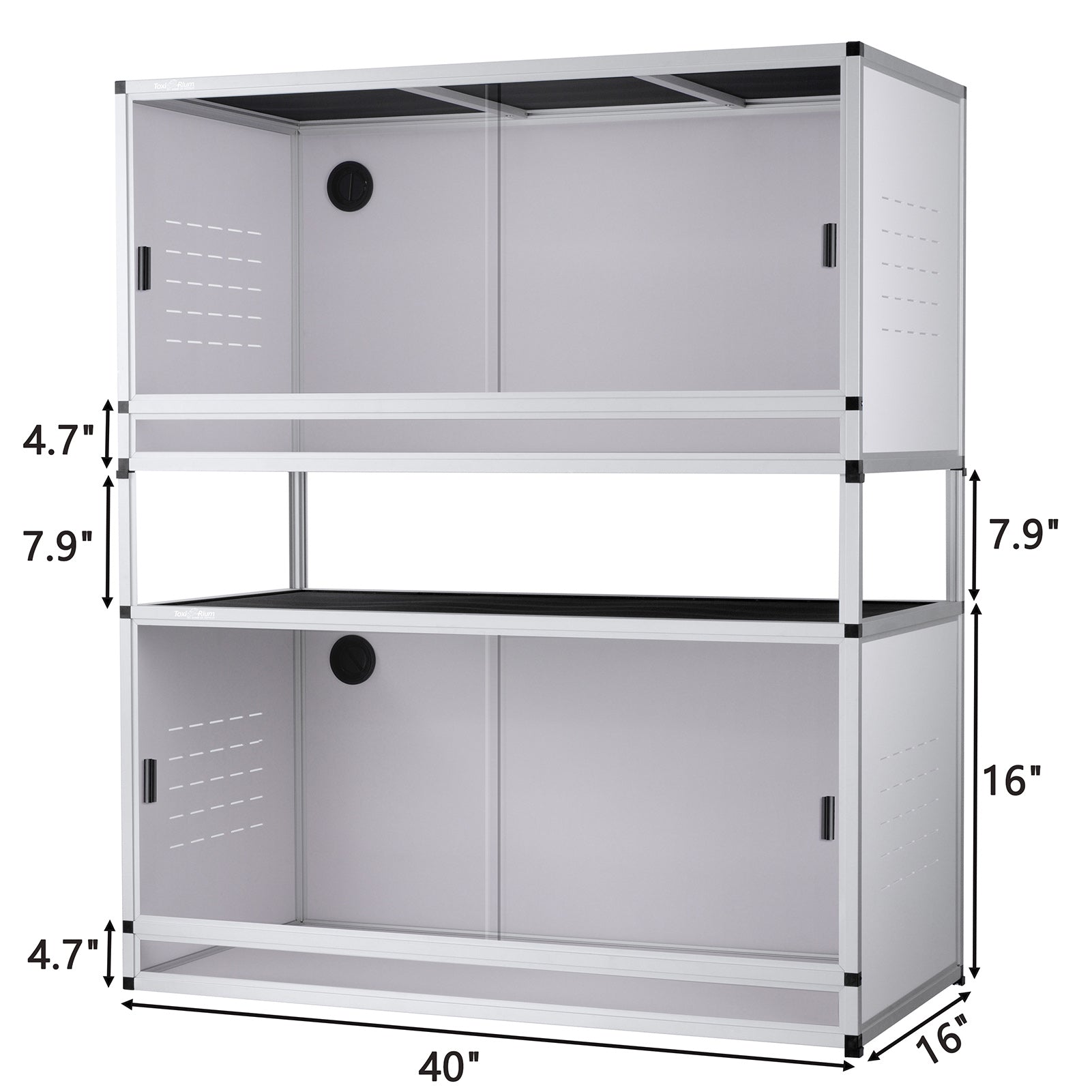 PVC Reptile Enclosure Up To 4x2x2FT Stackable ToxiRium Large Reptile Terrarium 120 Gallons for Bearded Dragon Gecko Lizard Snake, Wide Breeding Vivarium Area with Sliding Doors -2pcs with Spacers