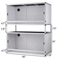 PVC Reptile Enclosure Up To 4x2x2FT Stackable ToxiRium Large Reptile Terrarium 120 Gallons for Bearded Dragon Gecko Lizard Snake, Wide Breeding Vivarium Area with Sliding Doors -2pcs with Spacers