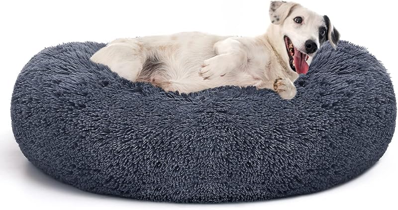 MIXJOY Orthopedic Dog Bed Comfortable Donut Cuddler Round Pet Beds Ultra Soft Washable Dog and Cat Cushion (20''/23''/30'') (23'', Brown)