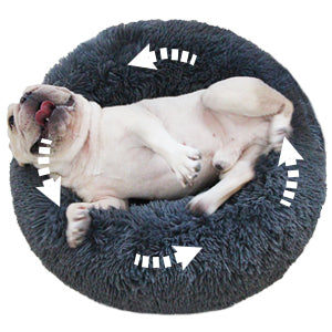 Small Calming Dogs Bed for Small Dogs Anti-Anxiety Machine Washable Fluffy Luxury Anti-Slip Waterproof Mute Base Warming Cozy Soft Pet Puppy Round Bed