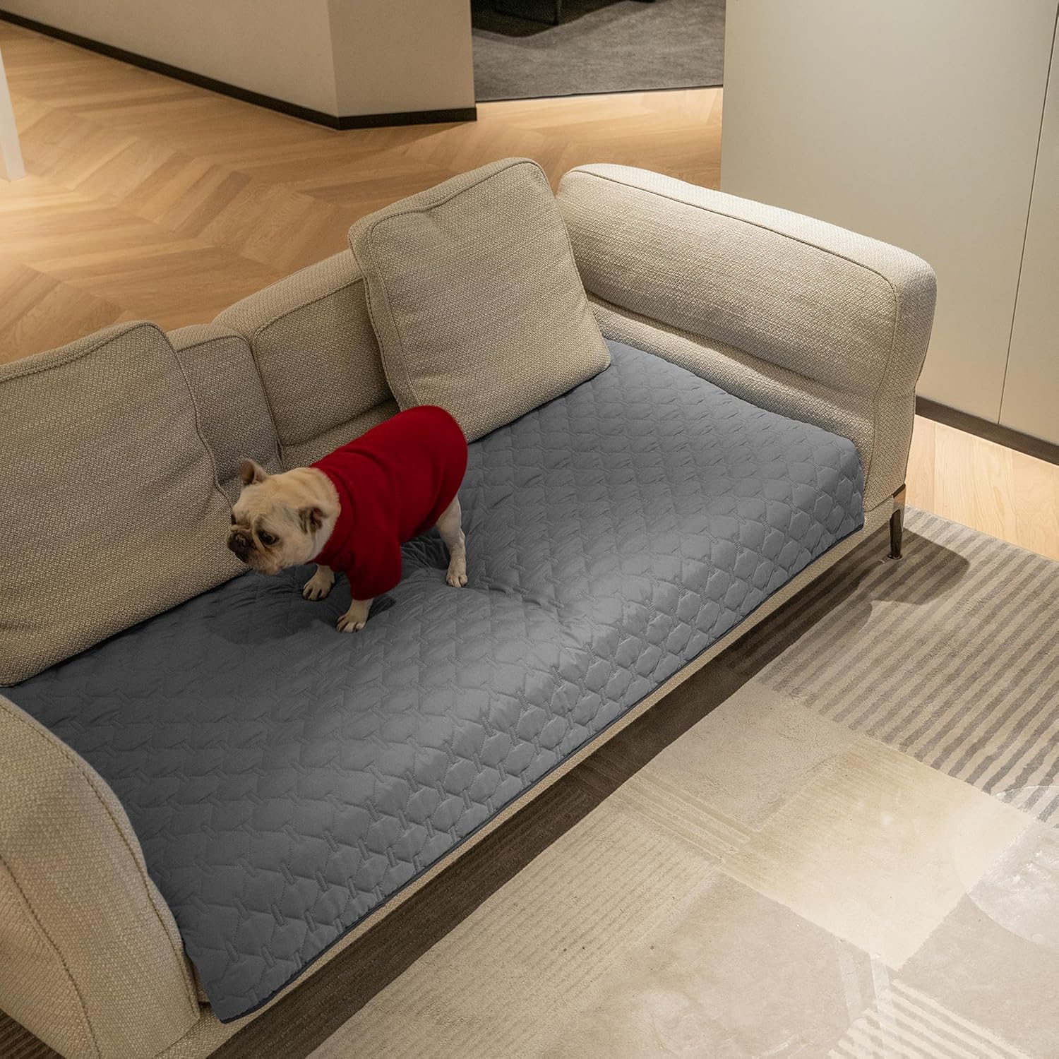 BEAKHOME 3X Stronger Waterproof Pet Blanket, Scratch Proof Furniture Protector for Dogs Cats, Reversible Cover 30x70 Inch, Dark Grey/Light Grey