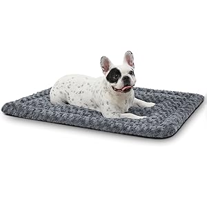 Washable Dog Bed Mat Reversible Dog Crate Pad Soft Fluffy Pet Kennel Beds Dog Sleeping Mattress for Large Jumbo Medium Small Dogs, 35 x 22 Inch, Gray