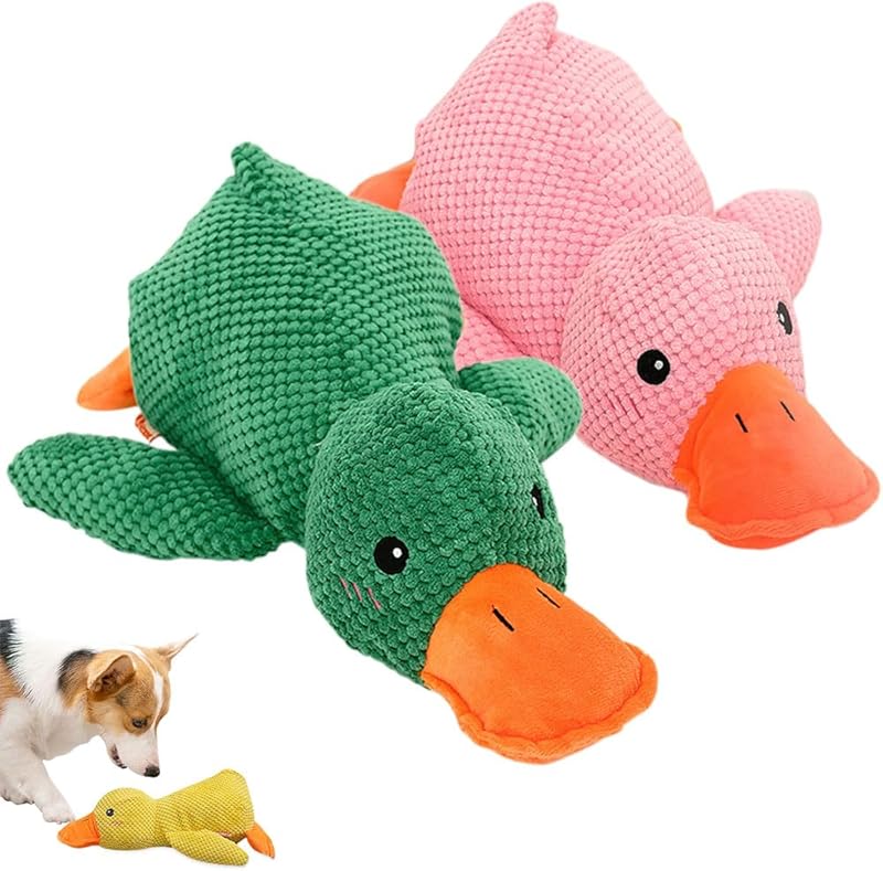 9in Quack-Quack Duck Dog Toy, 2025 New The Mellow Dog Calming Dogs' Emotional Support for Indoor Puppy, Yellow Best Friends Calming Duck Toy for Dogs (Yellow)