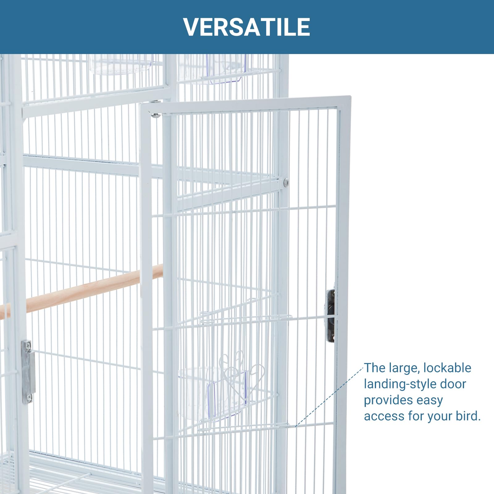 Garvee 69'' Extra Large Bird Cage Metal Parrot Cage w/Detachable Stand for Mid-Sized Parrots Cockatiels Conures Parakeets Lovebirds Budgie Finch, White