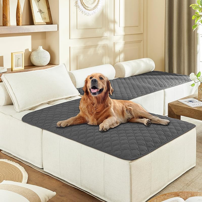 BEAKHOME 3X Stronger Waterproof Pet Blanket, Scratch Proof Furniture Protector for Dogs Cats, Reversible Cover 30x70 Inch, Dark Grey/Light Grey