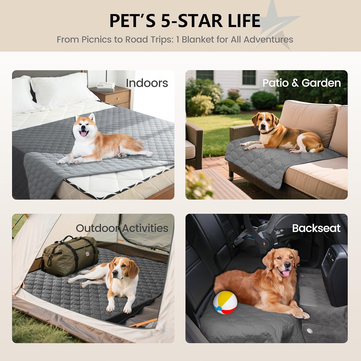 BEAKHOME 3X Stronger Waterproof Pet Blanket, Scratch Proof Furniture Protector for Dogs Cats, Reversible Cover 30x70 Inch, Dark Grey/Light Grey