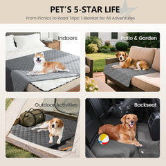 BEAKHOME 3X Stronger Waterproof Pet Blanket, Scratch Proof Furniture Protector for Dogs Cats, Reversible Cover 30x70 Inch, Dark Grey/Light Grey