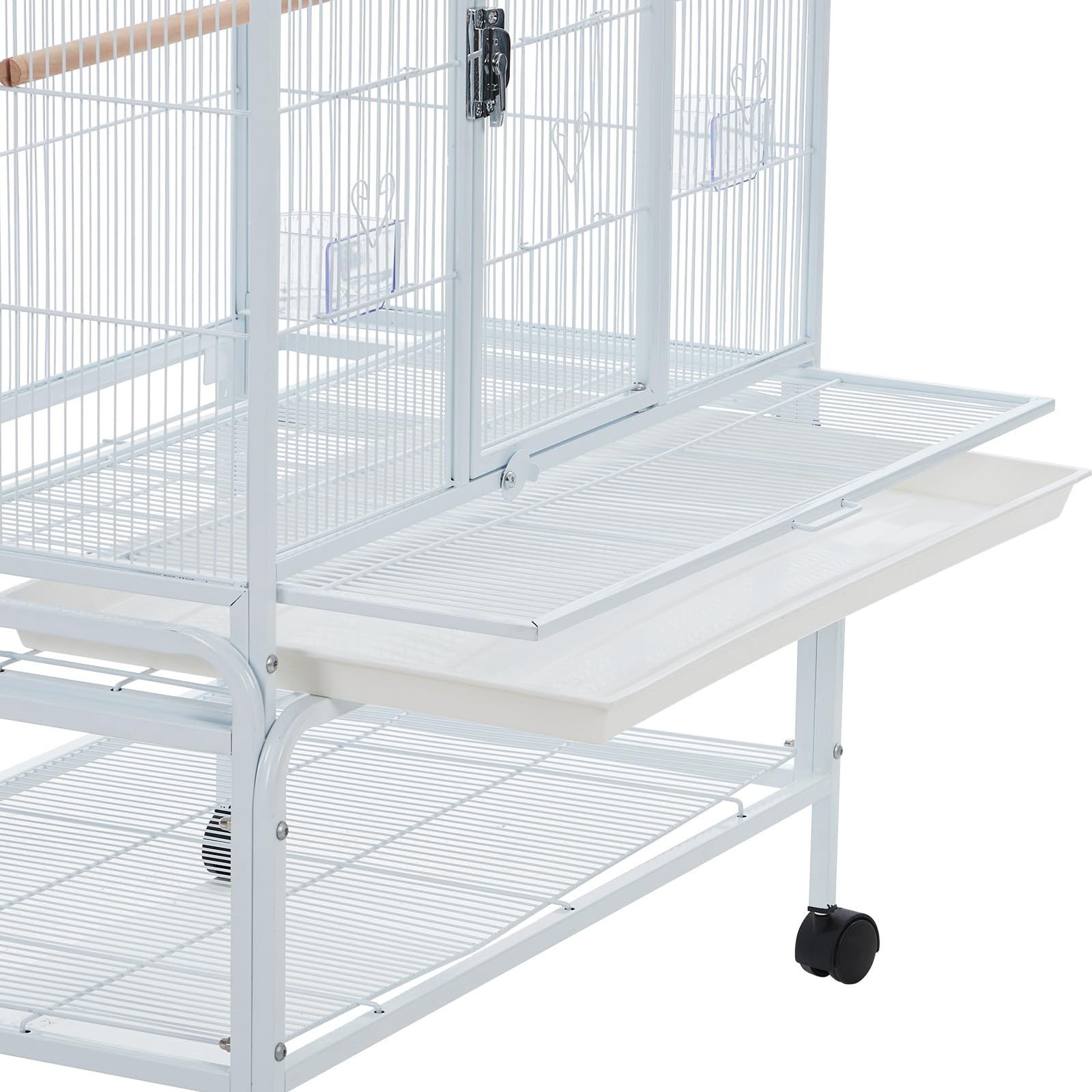 Garvee 69'' Extra Large Bird Cage Metal Parrot Cage w/Detachable Stand for Mid-Sized Parrots Cockatiels Conures Parakeets Lovebirds Budgie Finch, White
