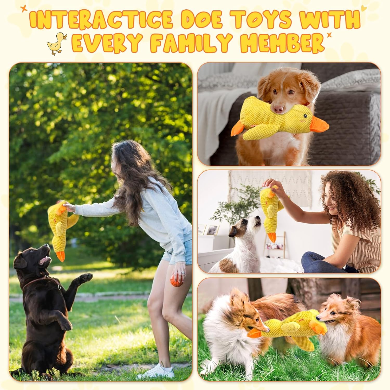 9in Quack-Quack Duck Dog Toy, 2025 New The Mellow Dog Calming Dogs' Emotional Support for Indoor Puppy, Yellow Best Friends Calming Duck Toy for Dogs (Yellow)
