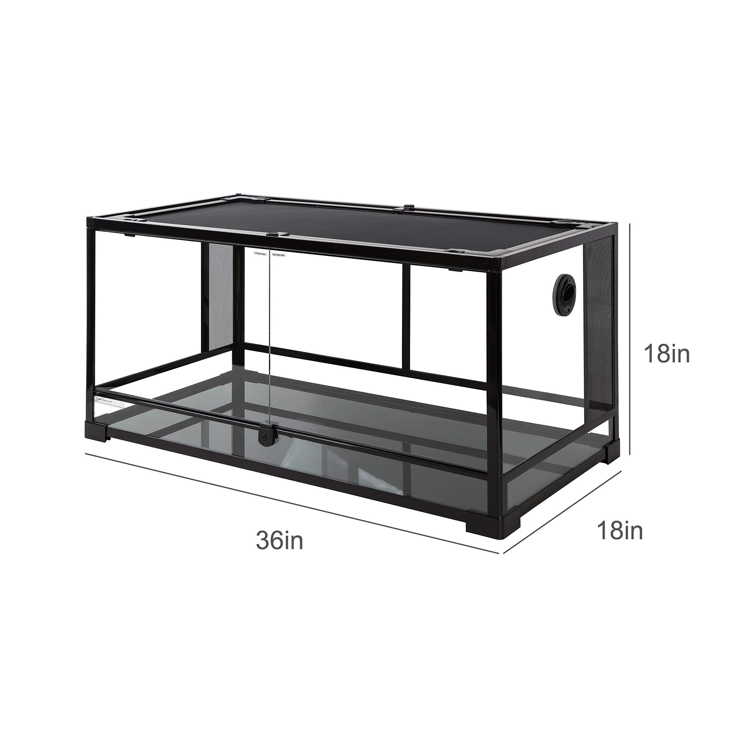ECOSUB Large Reptile Tank, 50 Gallon Glass Terrarium, Double Hinge Door, 36 x 18 x 18in