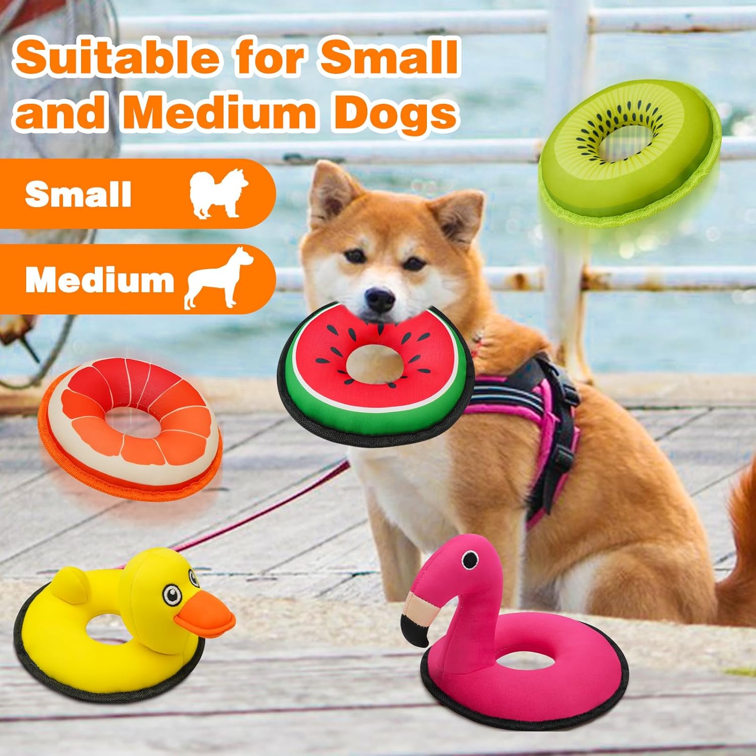 Squeaky Dog Toys, Floating Dog Toys for Indoor or Outward Play, Swim Ring Design Interactive Dog Gifts for Small and Medium Dogs - 2pack