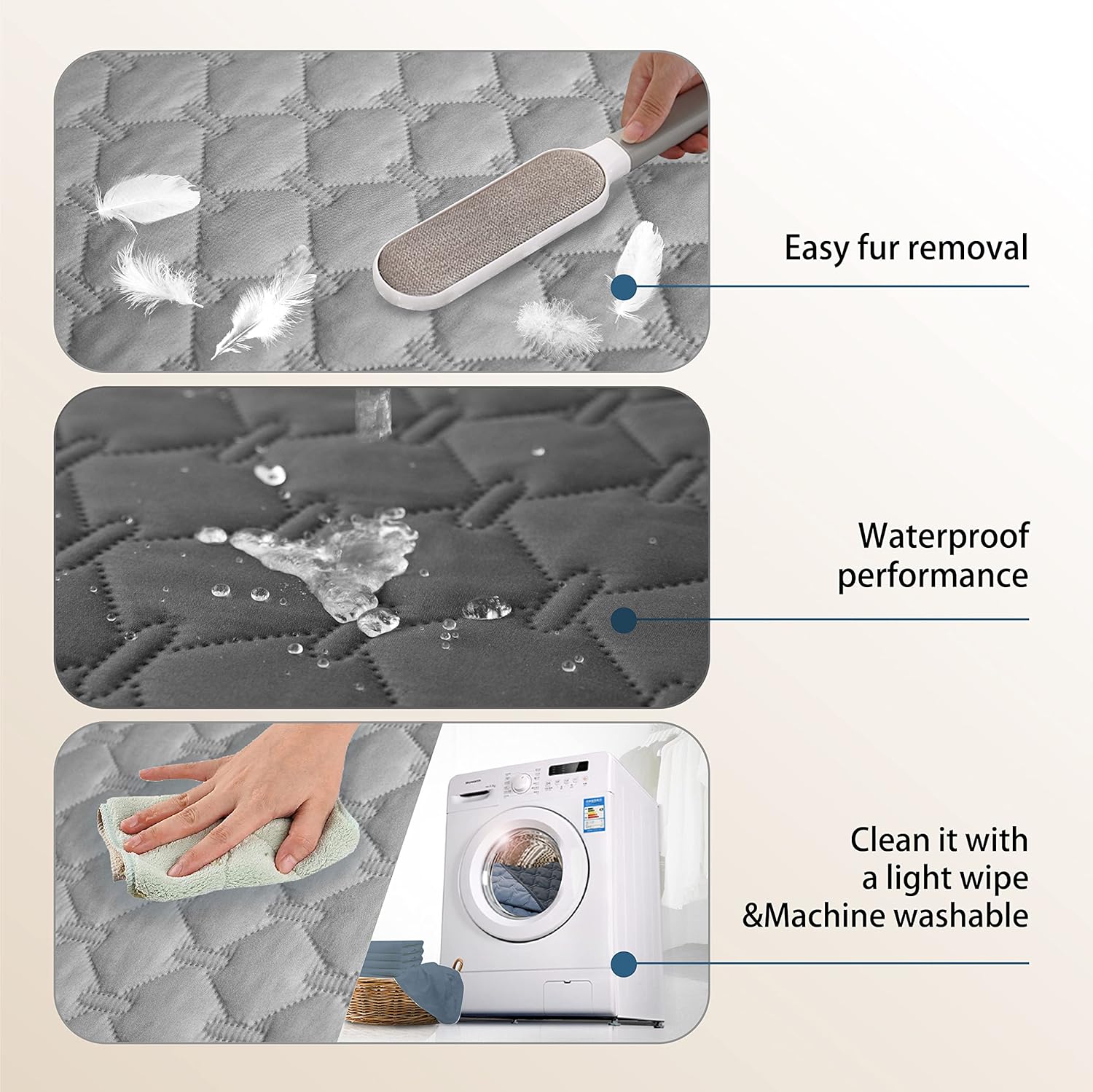 BEAKHOME 3X Stronger Waterproof Pet Blanket, Scratch Proof Furniture Protector for Dogs Cats, Reversible Cover 30x70 Inch, Dark Grey/Light Grey