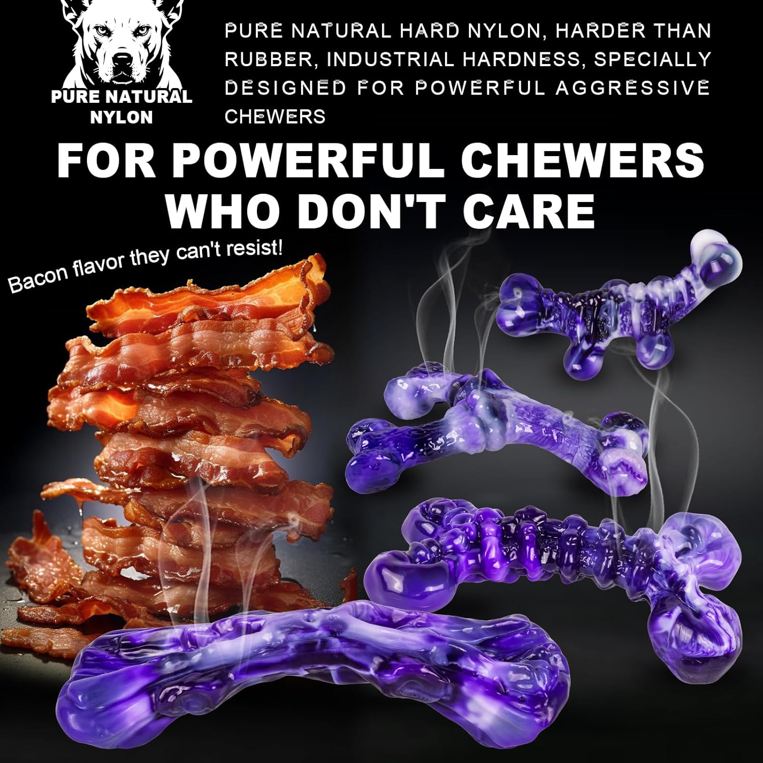 4-Pack Indestructible Chew Toys for Extra-Large Dogs - Aggressive Chewers, Durable Nylon Bone, Heavy Duty Long-Lasting Dog Toys for Large Breed & Strong Chewers