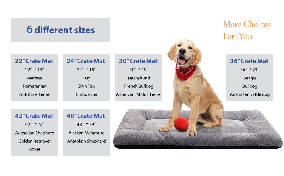 Dog Beds Crate Pad for Medium/Large Dogs Fit Metal,Ultra Soft, Washable & Anti-Slip Kennel Pad for Dogs Cozy Sleeping Mat,Gray 36inch