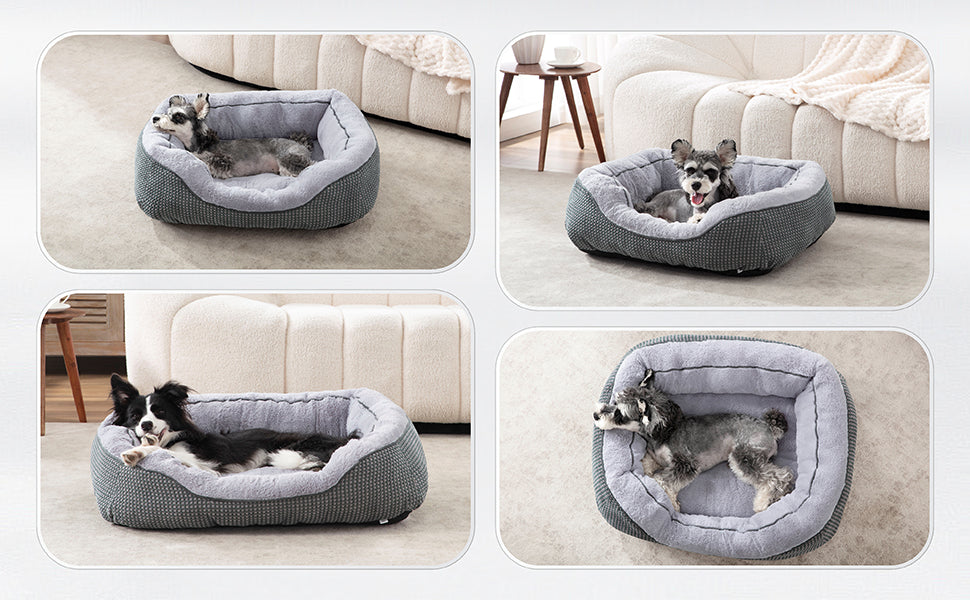 INVENHO Medium Dog Beds for Medium Dogs Washable, Rectangle Dog Bed Medium Size Dog, Orthopedic Dog Bed, Warming Soft Calming Sleeping Puppy Bed Durable Pet Bed with Anti-Slip Bottom M(30"x24"x9")