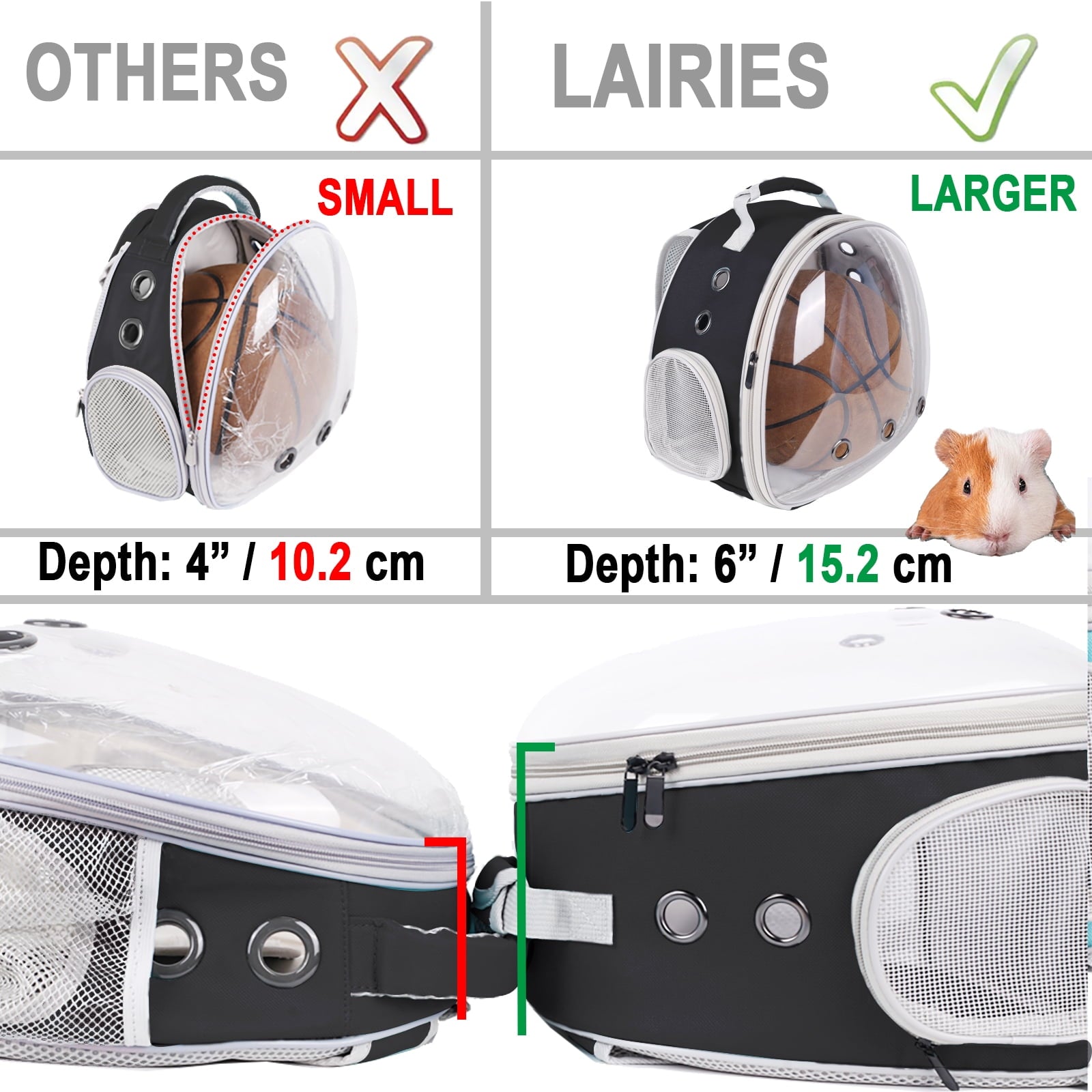 Portable Rabbit Backpack Carrier Space Capsule Bubble Window Pet Carrier Cage Travel for Bunny, Bearded Dragon, Squirrel, Tortoise, Bird, Lizard, Sugar Glider