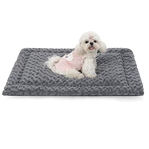 Washable Dog Bed Mat Reversible Dog Crate Pad Soft Fluffy Pet Kennel Beds Dog Sleeping Mattress for Large Jumbo Medium Small Dogs, 35 x 22 Inch, Gray