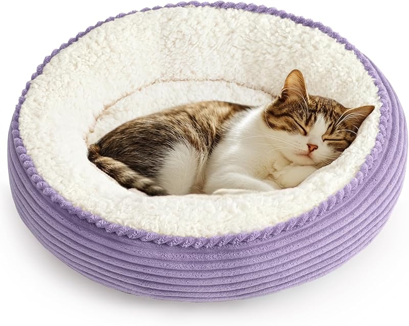 Love's cabin Round Donut Cat and Dog Cushion Bed, 20in Bed for Cats or Small Dogs, Anti-Slip & Water-Resistant Bottom, Super Soft Durable Fabric Pet Beds, Washable Luxury Cat & Dog Bed Gray