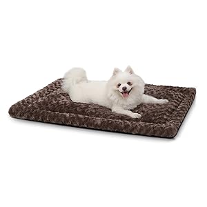 Washable Dog Bed Mat Reversible Dog Crate Pad Soft Fluffy Pet Kennel Beds Dog Sleeping Mattress for Large Jumbo Medium Small Dogs, 35 x 22 Inch, Gray