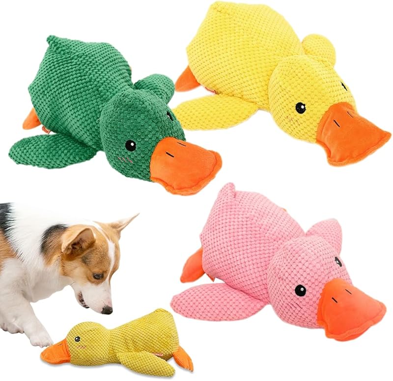 Duck Dog Toy for Dogs,2025 Upgrade Durable Calming Ducks Dog Toy,Squeak Dog Toys for Small Dogs Stuffed Duck Dog Toys for Puppy Small Dog Indoor Puppy Essentials (Yellow#)