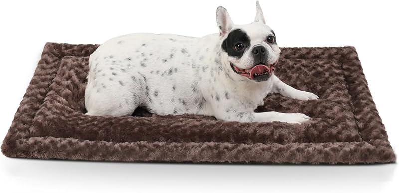 Washable Dog Bed Mat Reversible Dog Crate Pad Soft Fluffy Pet Kennel Beds Dog Sleeping Mattress for Large Jumbo Medium Small Dogs, 35 x 22 Inch, Gray