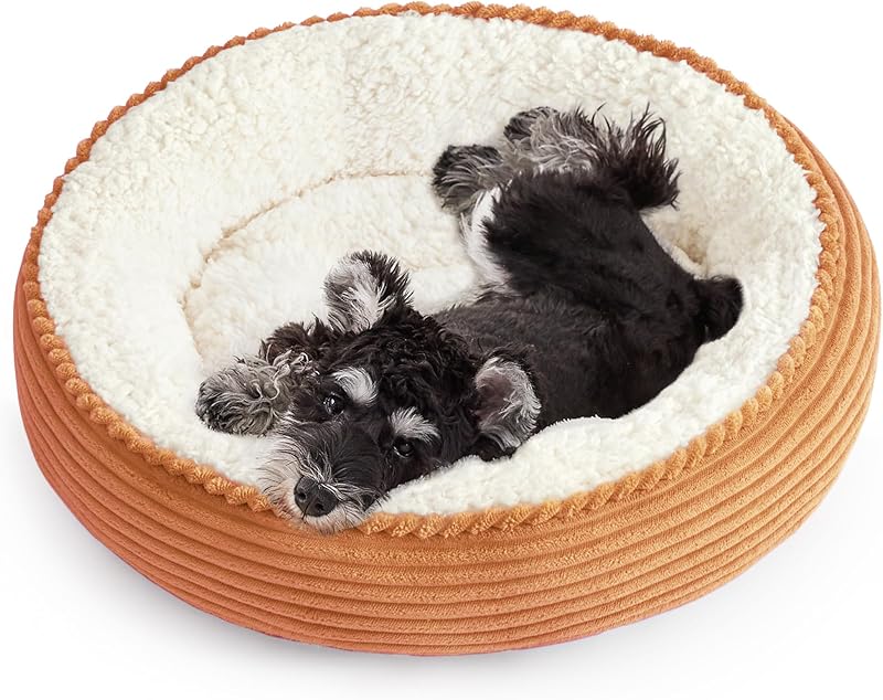 Love's cabin Round Donut Cat and Dog Cushion Bed, 20in Bed for Cats or Small Dogs, Anti-Slip & Water-Resistant Bottom, Super Soft Durable Fabric Pet Beds, Washable Luxury Cat & Dog Bed Gray