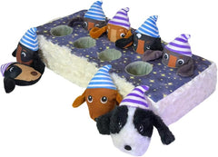 Patchwork Pet Counting Weens by The Weens, Interactive Dog Puzzle Toy, Memory Foam Base with 8 Squeaky Plush Puppies, 17 x 8.5 inches