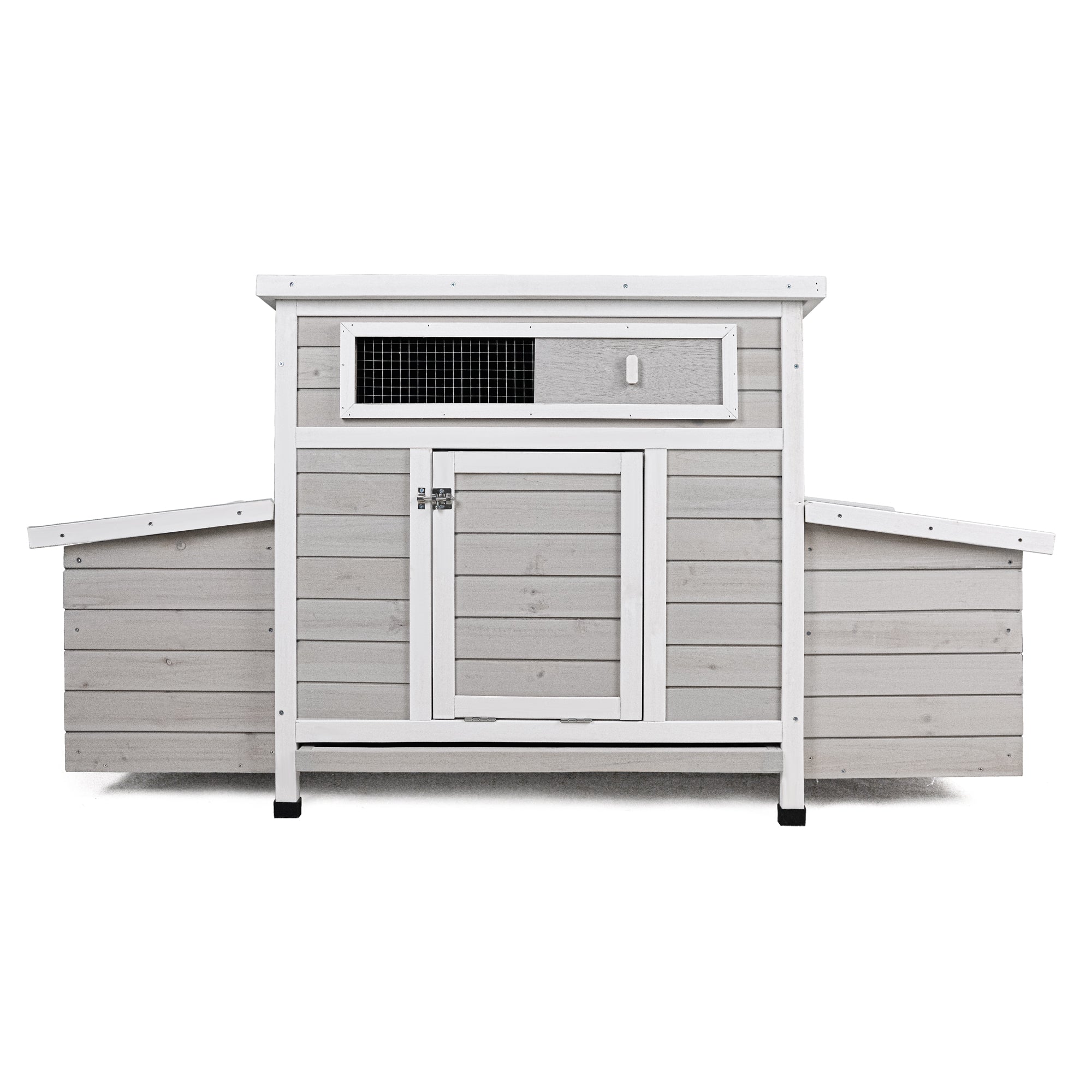 Chicken Coop with 6 Nesting Boxes, 58" L Chicken Coops for 4-6 Chickens, Outdoor Chicken Coop with Leakproof Pull-on Tray, and Asphalt Waterproof Roof
