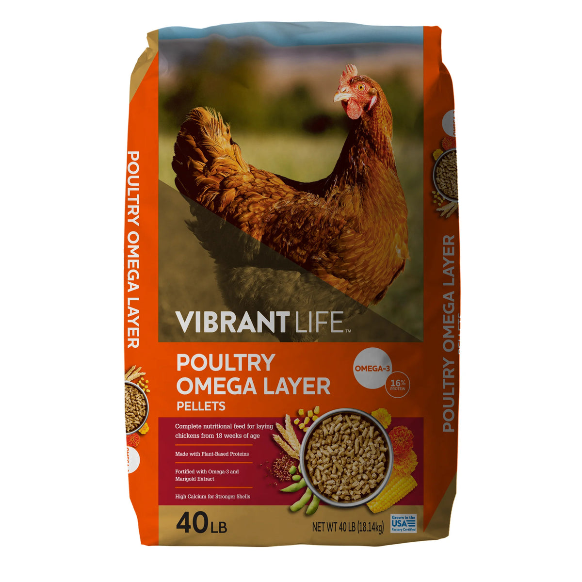 Vibrant Life Poultry Omega Layer Pellets, 40 lb Bag