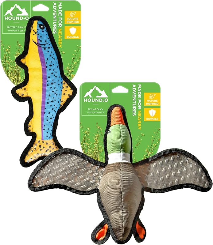 Plush Outdoor Toys for Dogs | Flying Duck | Fun Hunting Themed Durable Dog Toy with Playful Chuckler