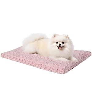 Washable Dog Bed Mat Reversible Dog Crate Pad Soft Fluffy Pet Kennel Beds Dog Sleeping Mattress for Large Jumbo Medium Small Dogs, 35 x 22 Inch, Gray